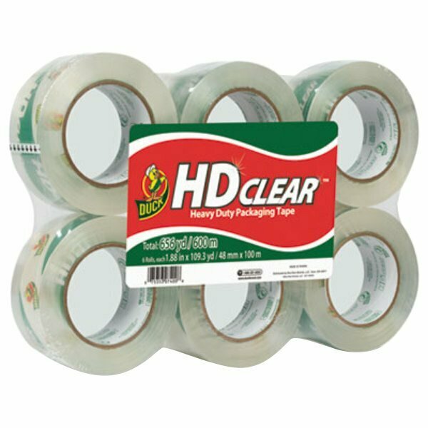 Duck Brand Tape 299016 1 7/8'' x 110 Yards Clear Heavy-Duty Carton Packaging Tape, 6PK 328DUC299016